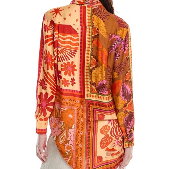 FARM RIO Forest Mixed Scarves Chemise Shirt Dress - Picture 6 of 9